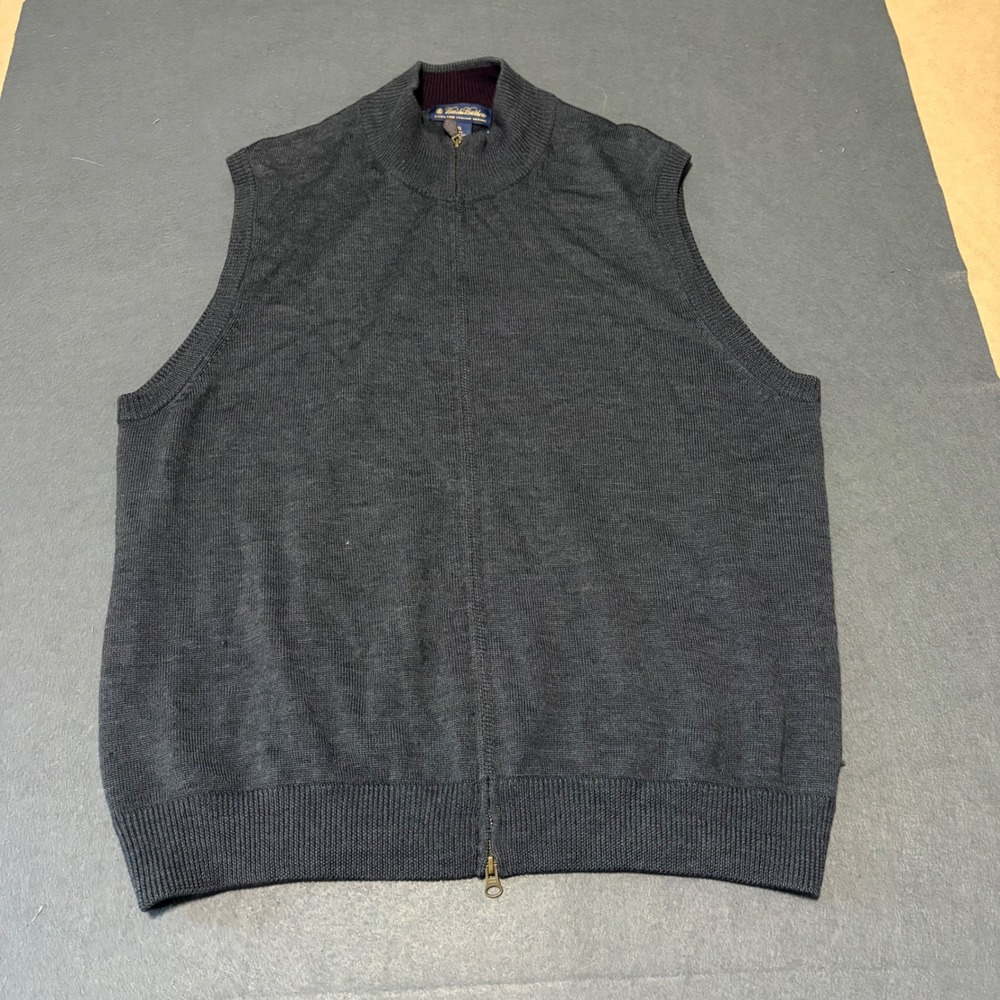 Brooks Brothers Merino Wool Sweater Vest Mens XL Gray Preppy Business Outdoors